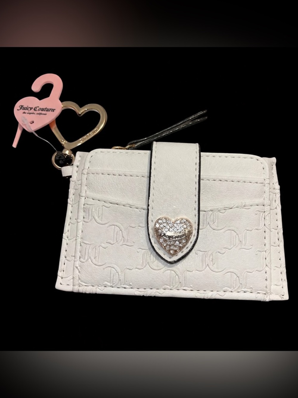 Juicy Couture White Card & Key Holder with Heart Charm